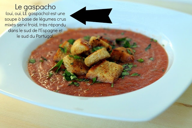 Gaspacho au basilic et ses croutons Cinq Fourchettes