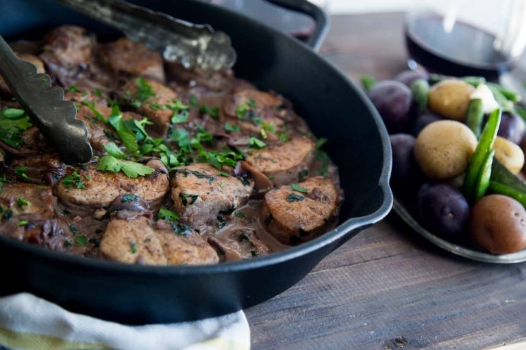 Filets de porc aux champignons Cinq Fourchettes