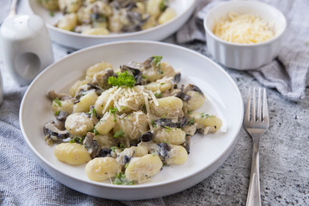 gnocchis champignons fromage repas recette
