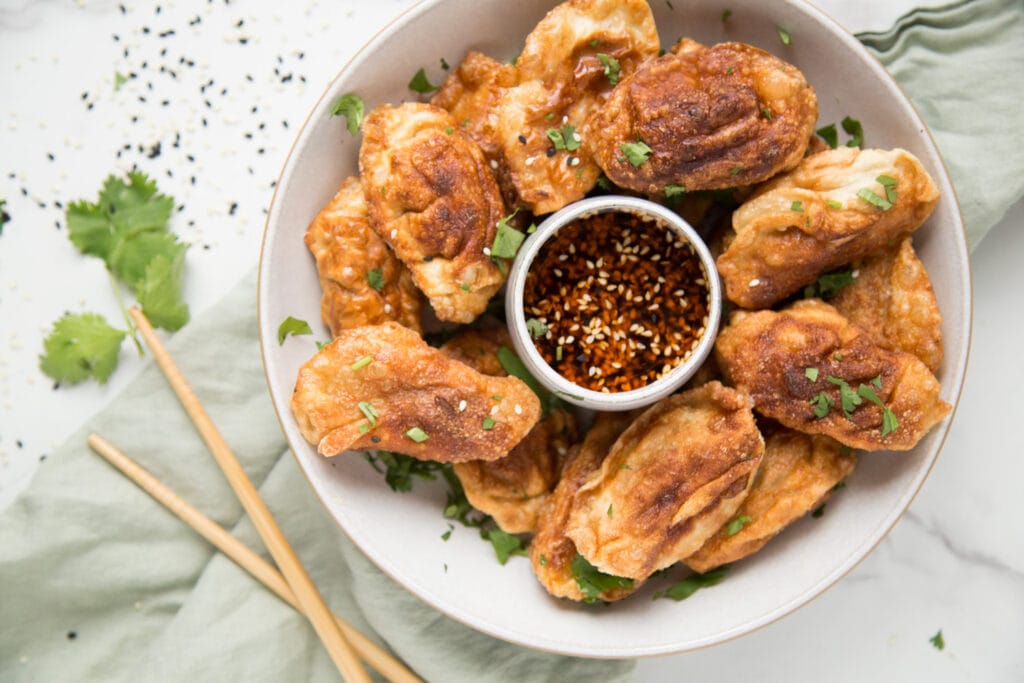 dumplings frits poulet recette bouchées Cinq Fourchettes