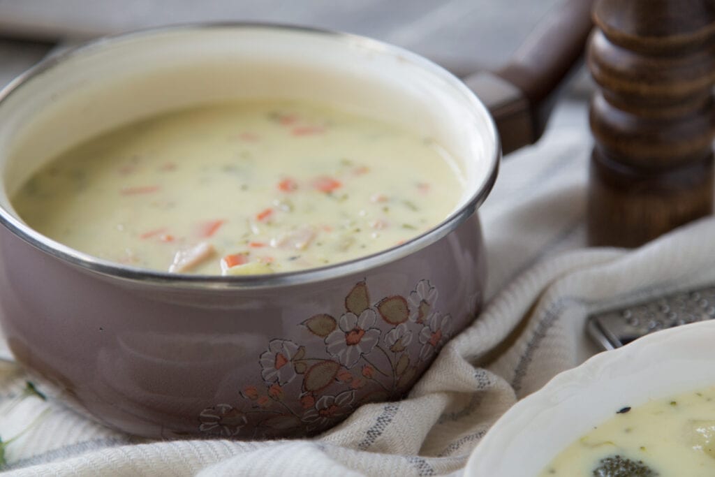 soupe jambon pomme de terre patate carotte brocoli recette Cinq Fourchettes
