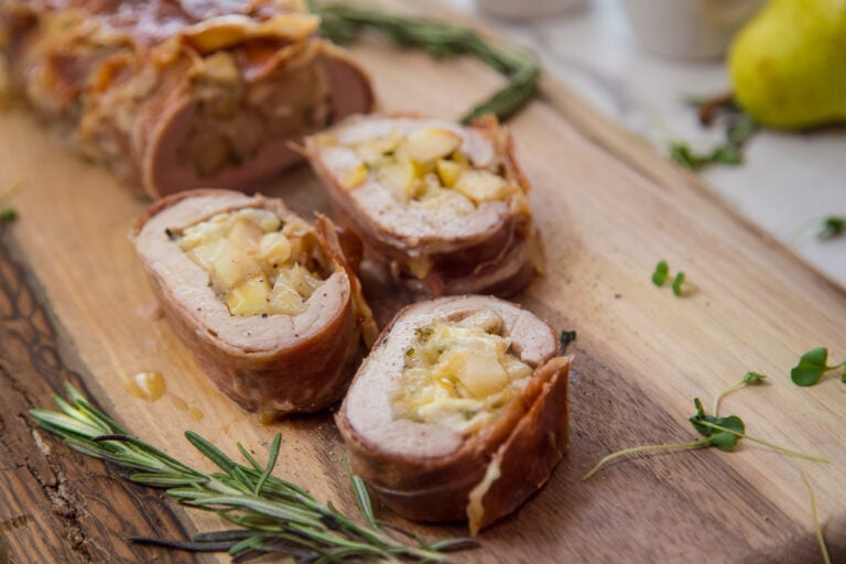 filet de porc poire brie prosciutto recette Cinq Fourchettes
