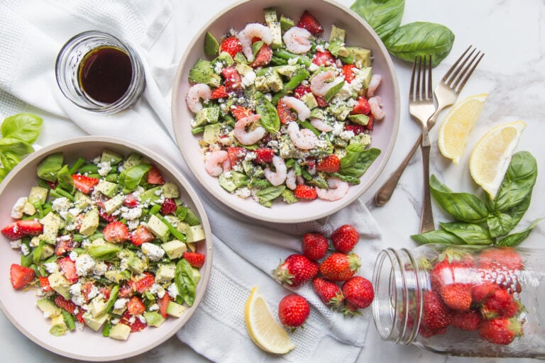 salade fraises avocat asperge crevette salad strawberry asparagus shrimp avocado Cinq Fourchettes recipe recette
