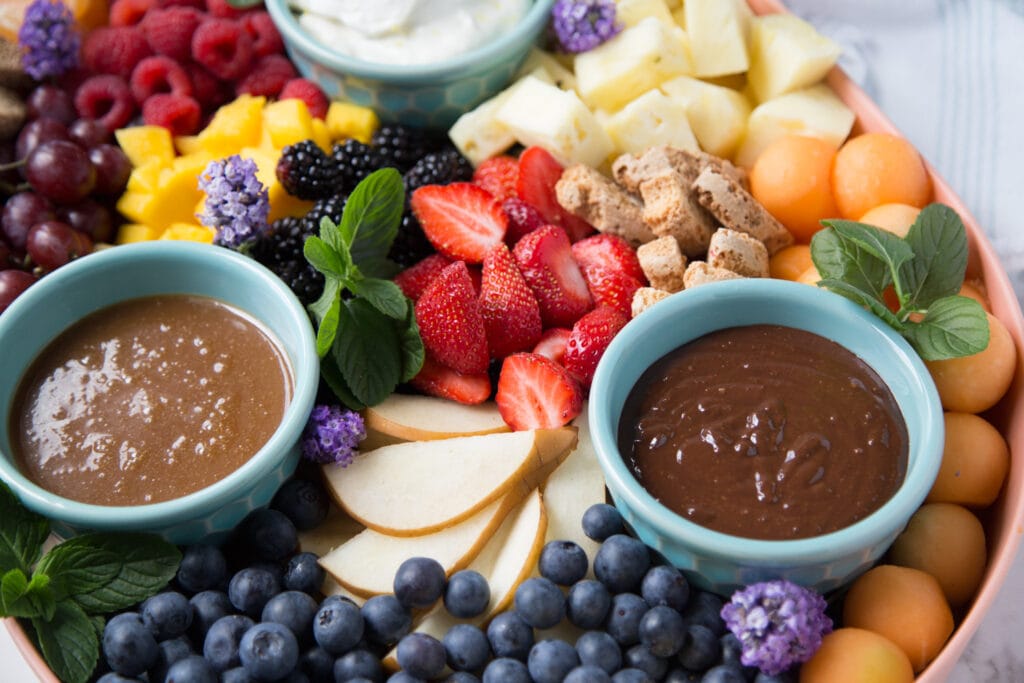 plateau trois trempettes fruits fruit 3 dip Cinq Fourchettes recipe