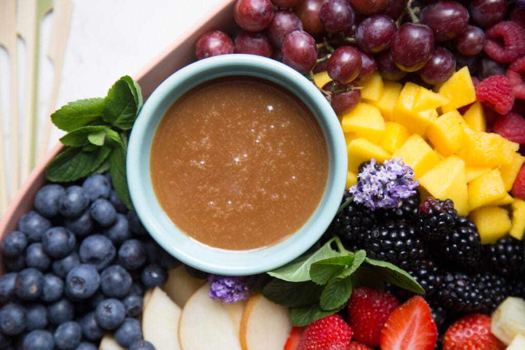 plateau trois trempettes fruits fruit 3 dip Cinq Fourchettes recipe 