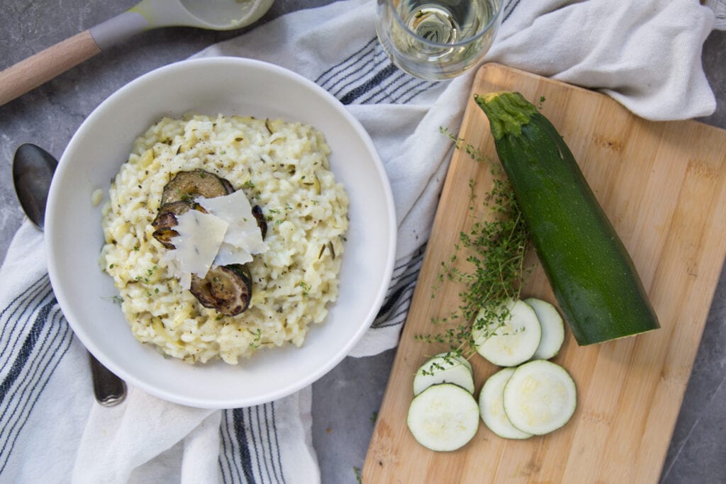 risotto aux courgettes zucchinis recette recipe Cinq fourchettes