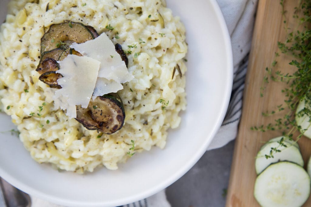 risotto aux courgettes zucchinis recette recipe Cinq fourchettes