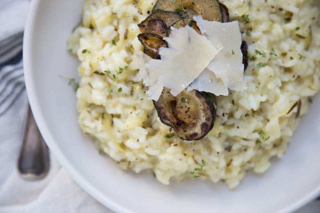risotto aux courgettes zucchinis recette recipe Cinq fourchettes