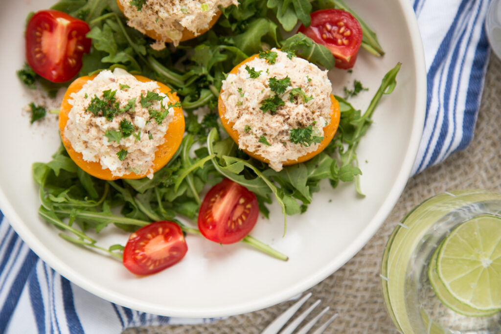 pêches au thon recette recipe tuna peach Cinq Fourchettes