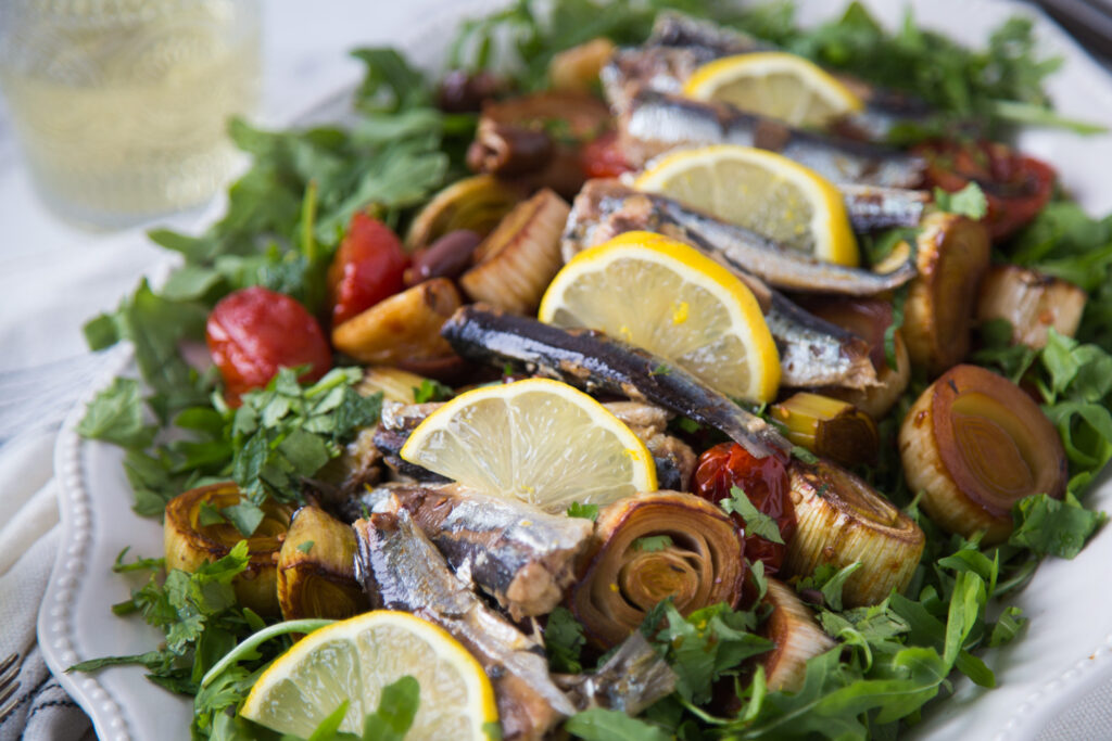salade sardines poireaux tomates salad recette recipe Cinq Fourchettes
