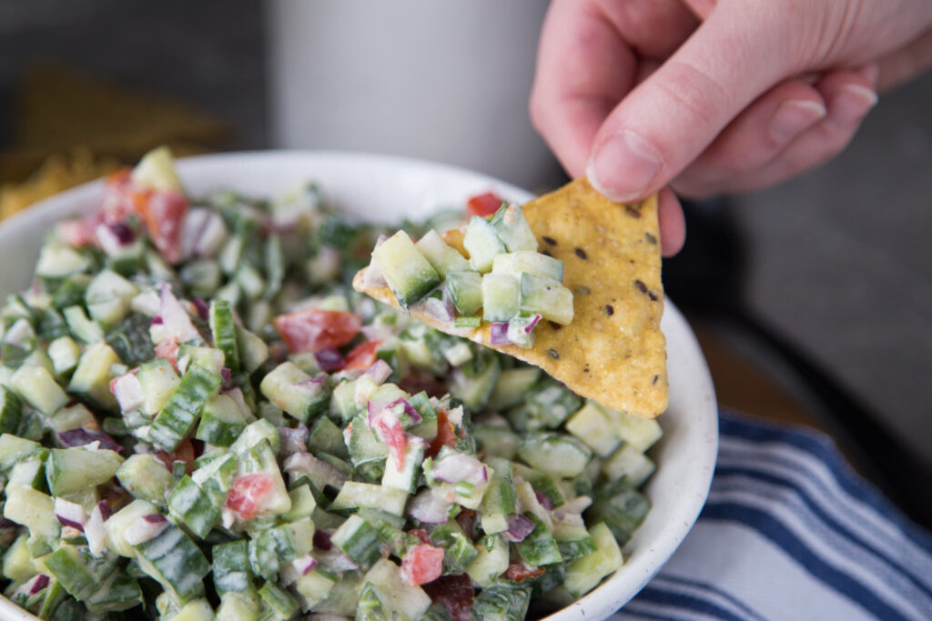 salsa de concombre recette cucumber salsa recipe Cinq Fourchettes