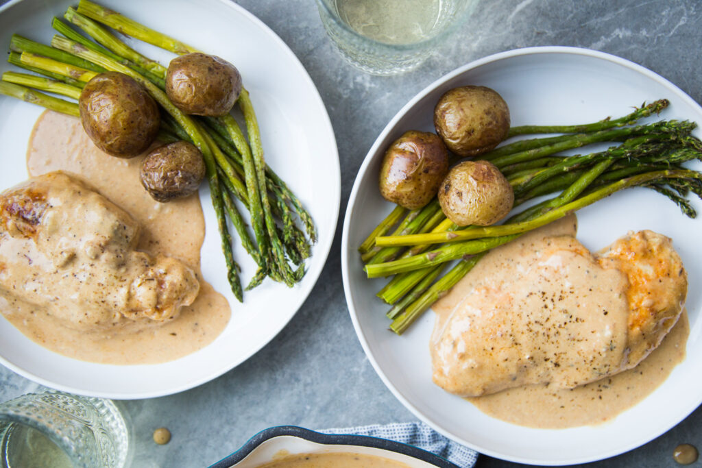 poulet en sauce crémeuse recette Cinq Fourchettes creamy sauce chicken easy facile