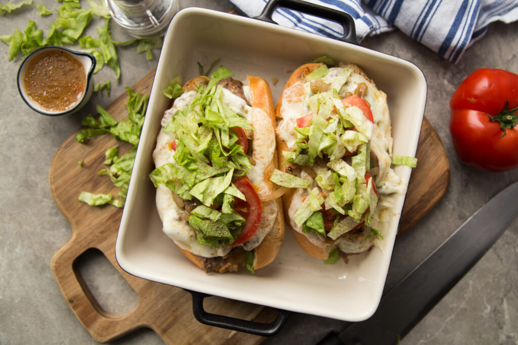sous-marin style philly cheesesteak recette Cinq Fourchettes recipe sub sandwich
