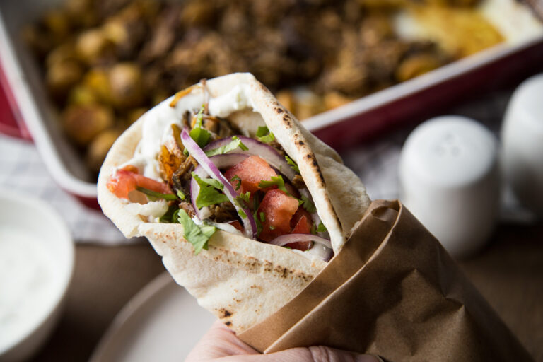 pita gyros au boeuf roti de palette pommes de terre recette recipe Cinq Fourchettes beef