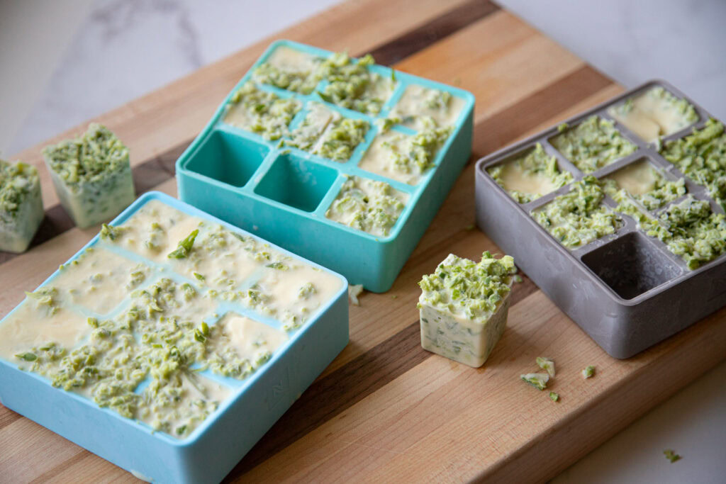 fleurs d'ail conservation congélation cube cinq fourchettes recette