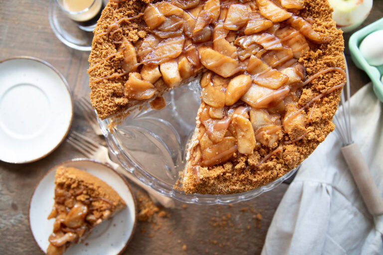 gateau au fromage pommes cinq fourchettes automne recette recipe fall cheesecake apple