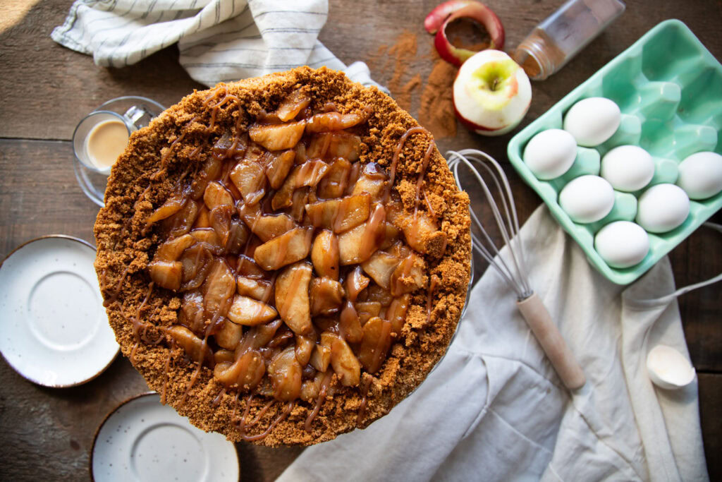 gateau au fromage pommes cinq fourchettes automne recette recipe fall cheesecake apple