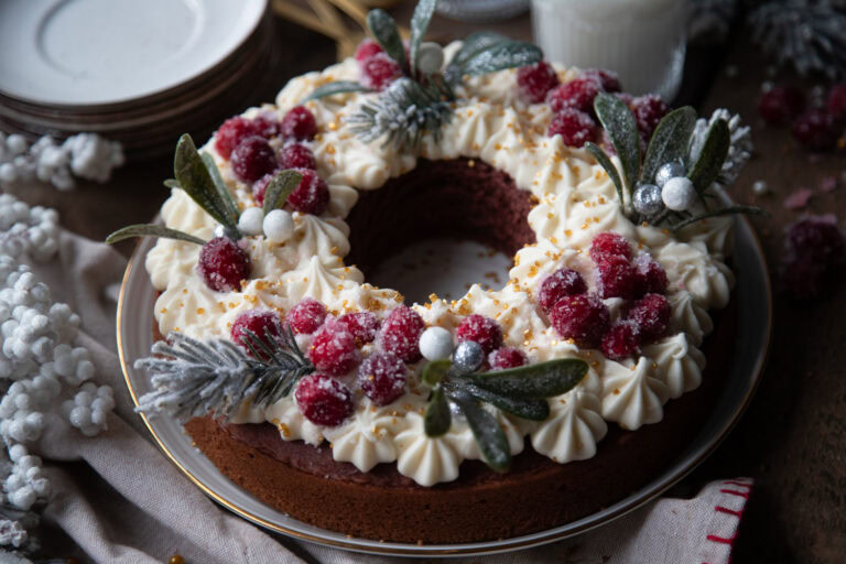 couronne noel red velvet cinq fourchettes recette recipe cake